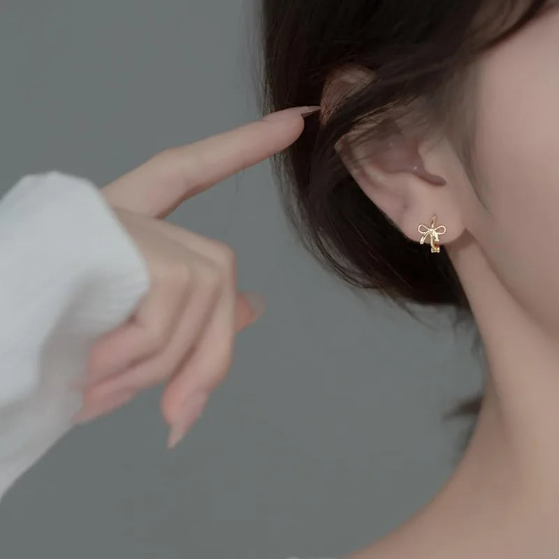 Sterling Silver Bow Hoop Earrings