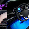 Close-up of a car interior showing hidden wires clean and neat installation for an LED music light kit.