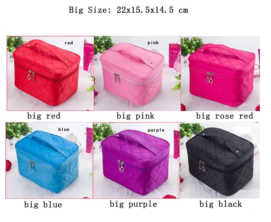 Quilted Cosmetic Bag with Large Capacity for Travel and Organization
