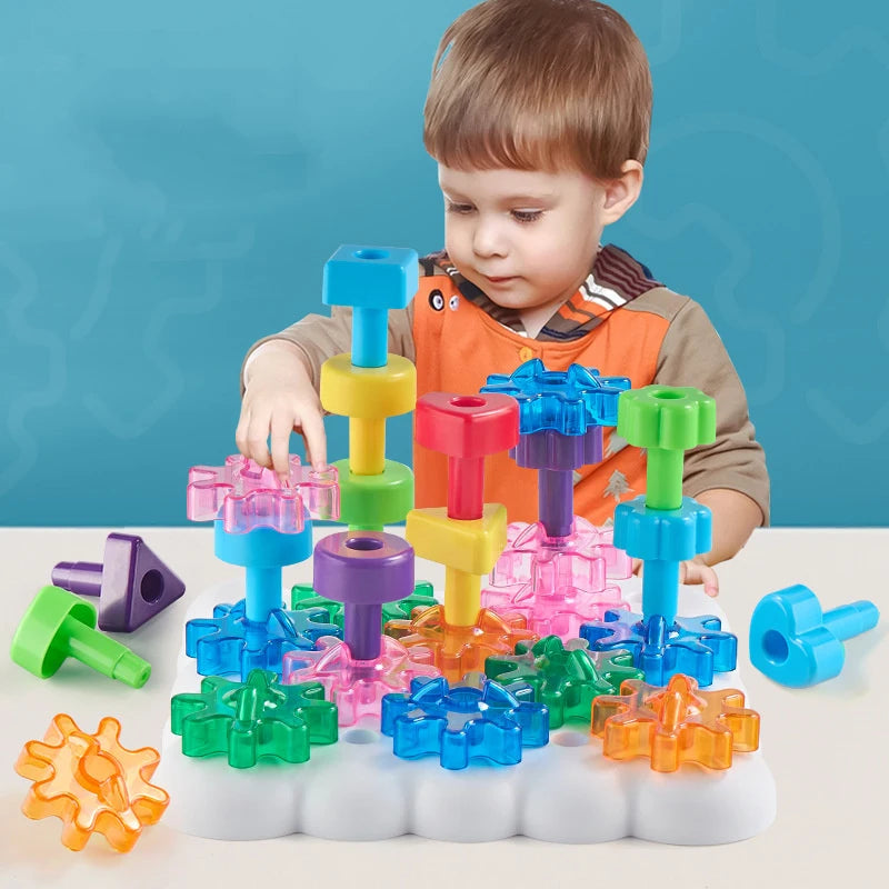 Montessori Wooden Gears Stacking & Threading Game for Kids