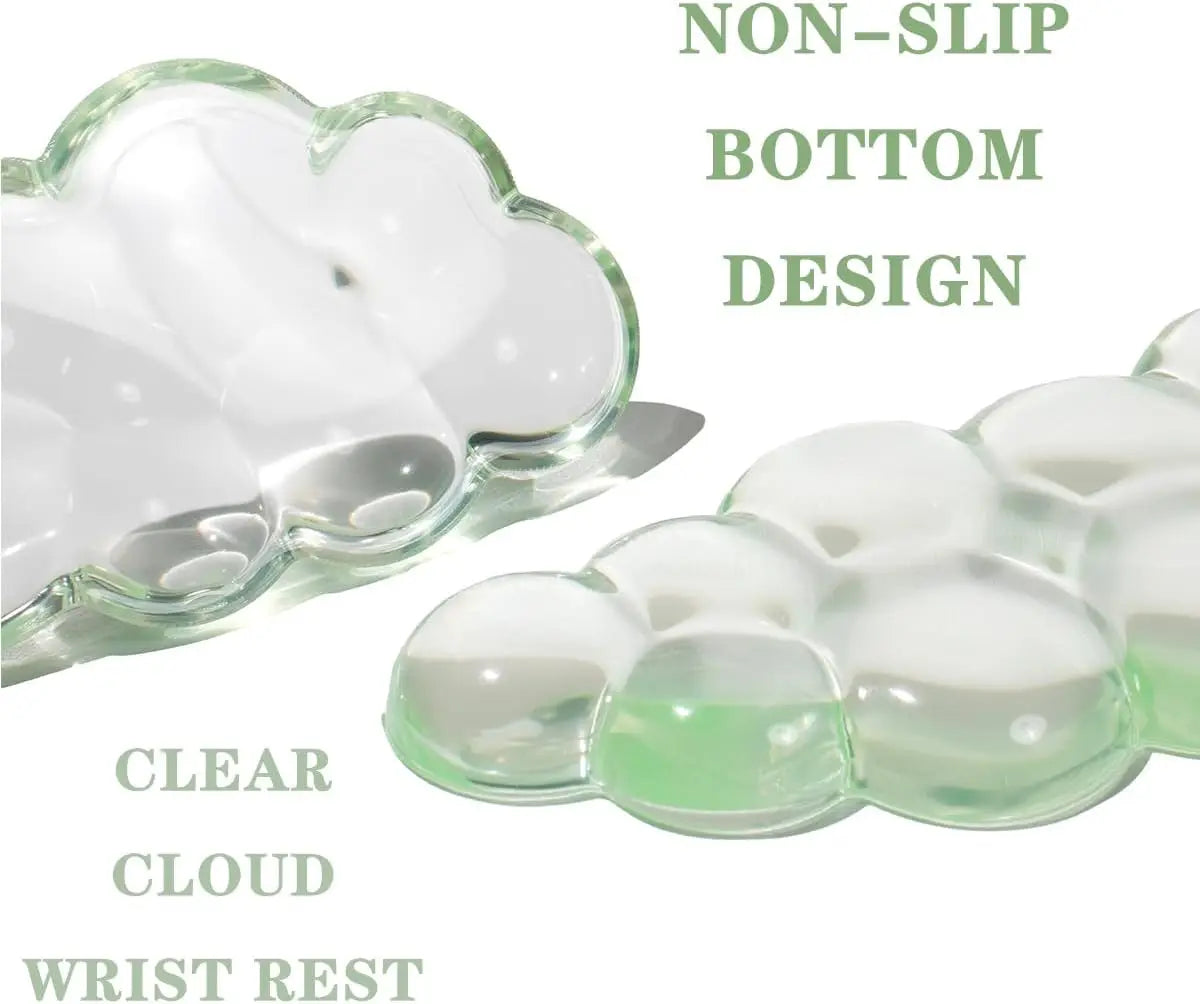 Clear cloud shaped non-slip bottom design wrist rest for keyboard and mouse