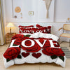 Romantic Red Rose Bedding Set with Duvet Cover and Pillowcases