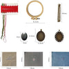 A set of floral embroidery necklace craft kits including a gold hoop, various threads, and finished necklaces.