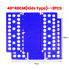 Two blue plastic clothes folding boards, 48x40cm each, for neat and quick laundry.