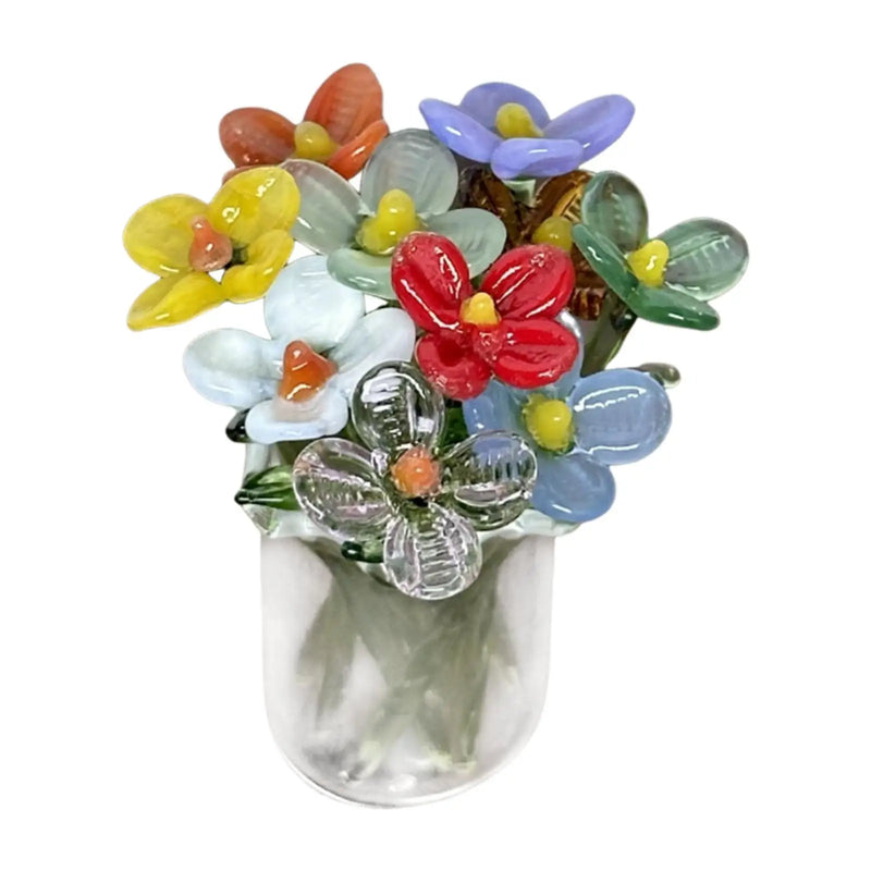 Gläserne Iris-Blumenfigur mit Vase