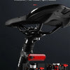 Close-up of a black bicycle handlebar featuring an LED taillight, highlighting horizontal and vertical installation effects.