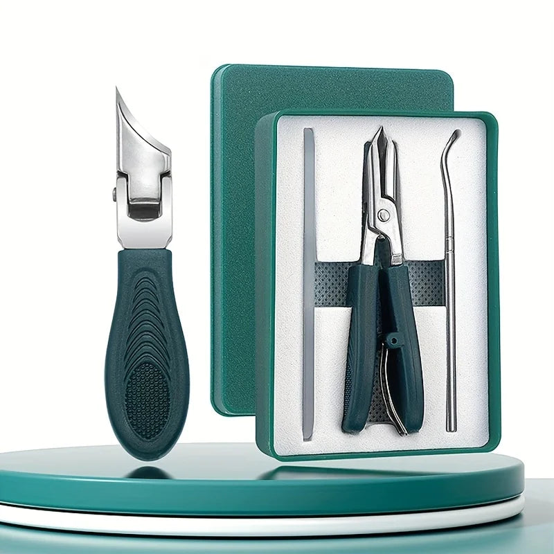 Angled Stainless Steel Nail Clippers for Thick Nails — Set of 3