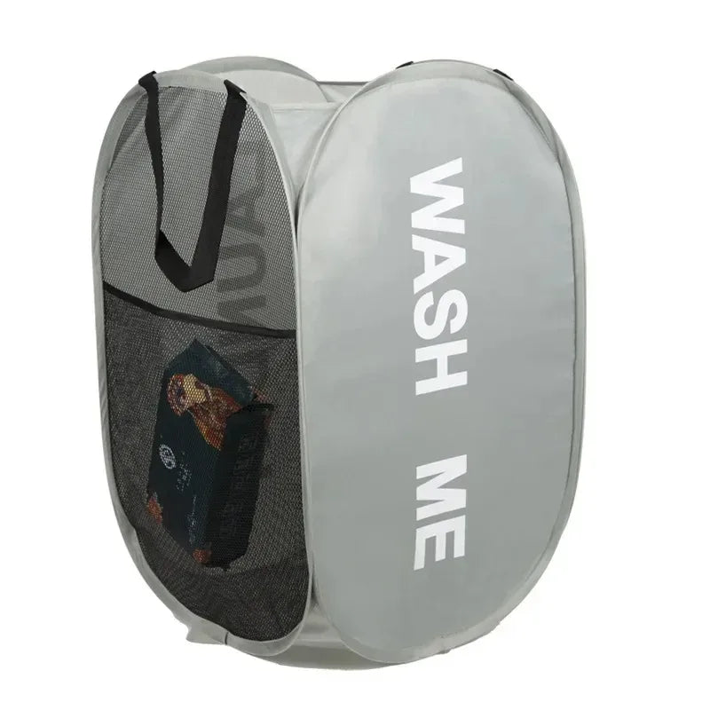 Foldable Mesh Laundry Basket with Pop-Up Design