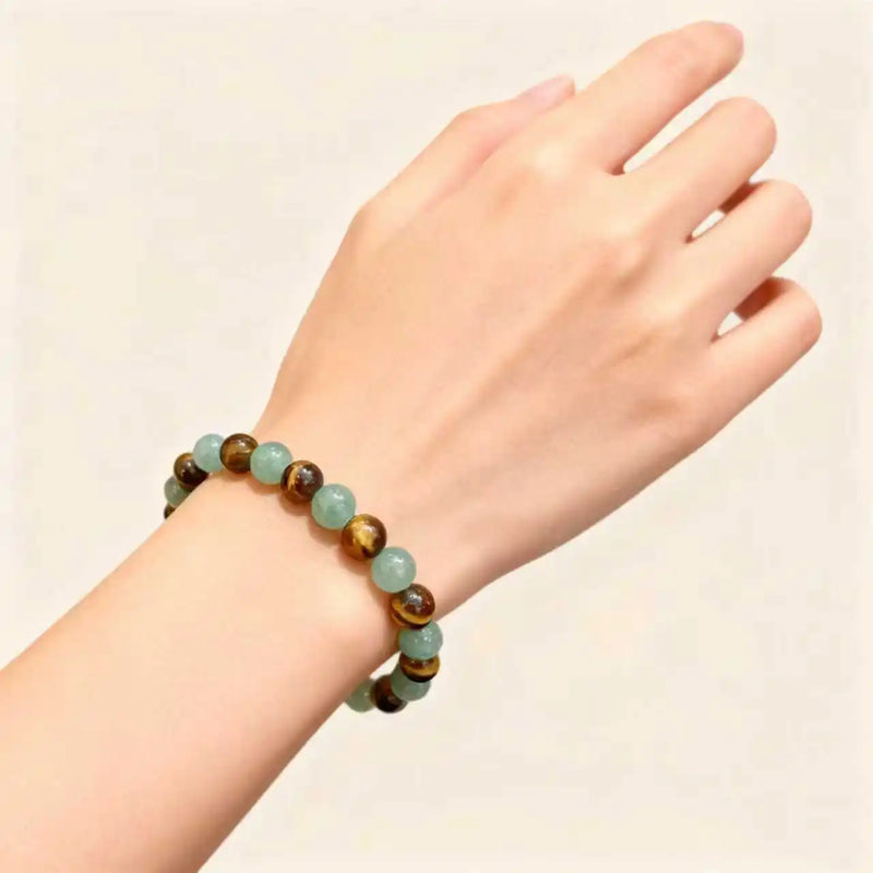 Yellow Tiger Eye and Green Aventurine Stone Bracelet
