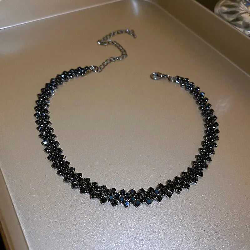 Geometric Rhinestone Choker Necklace