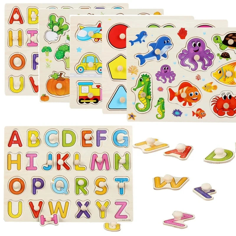 Wooden Alphabet Puzzle Board for Toddlers