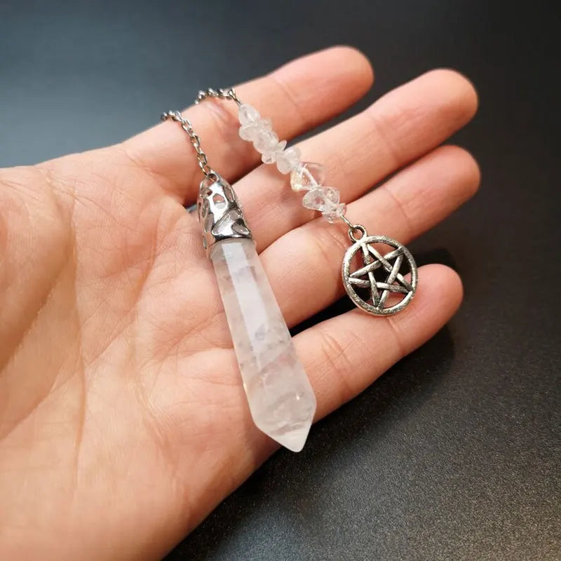 Natural White Quartz Crystal Pendulum for Dowsing & Divination