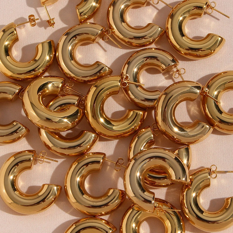 Chunky Gold Hoop Earrings