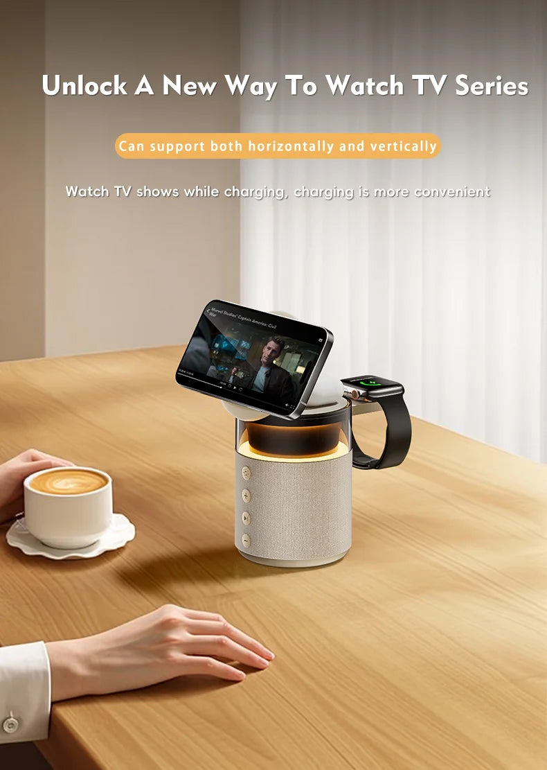 3-in-1 Magnetic Wireless Charging Station with Bluetooth Speaker