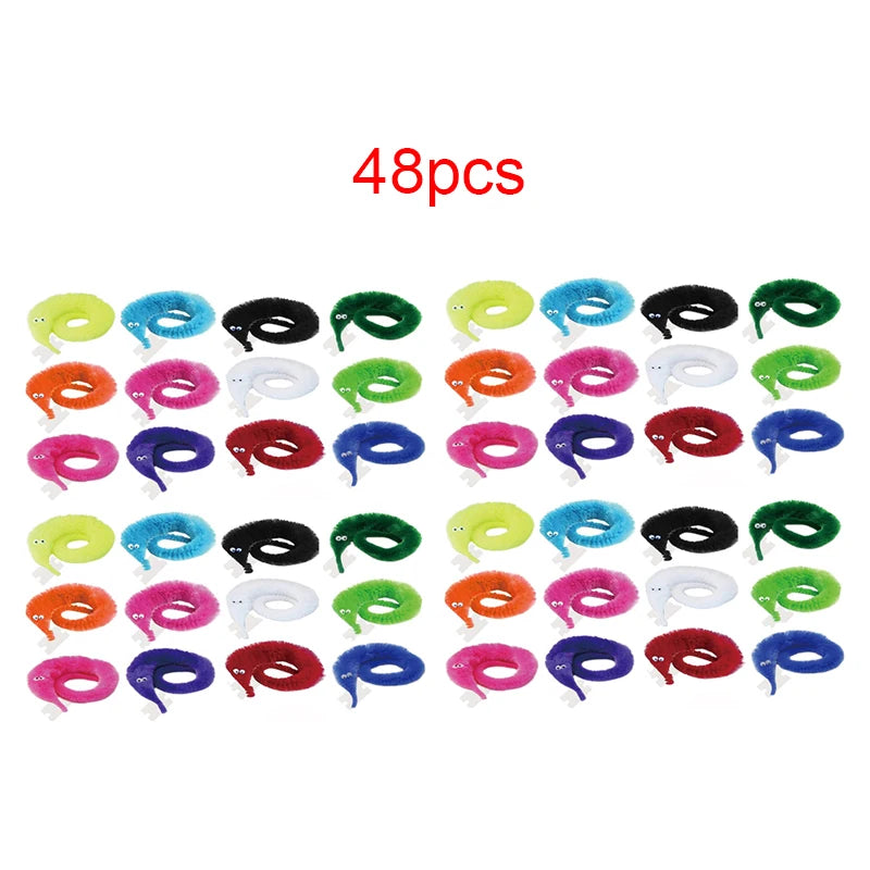 48 pieces of fuzzy wiggly worm magic trick with invisible string