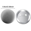 Silver pin back button blank kit with paper inserts, measuring 5.8cm or 2.28inch.