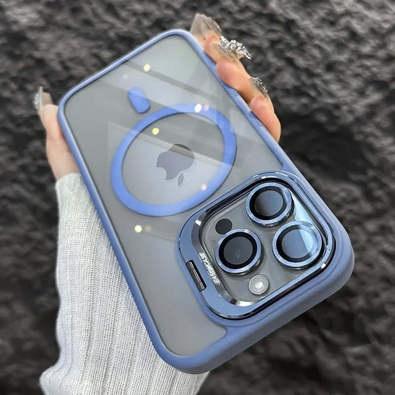 Luxury Magnetic Shockproof Phone Case with Kickstand and Lens Protection