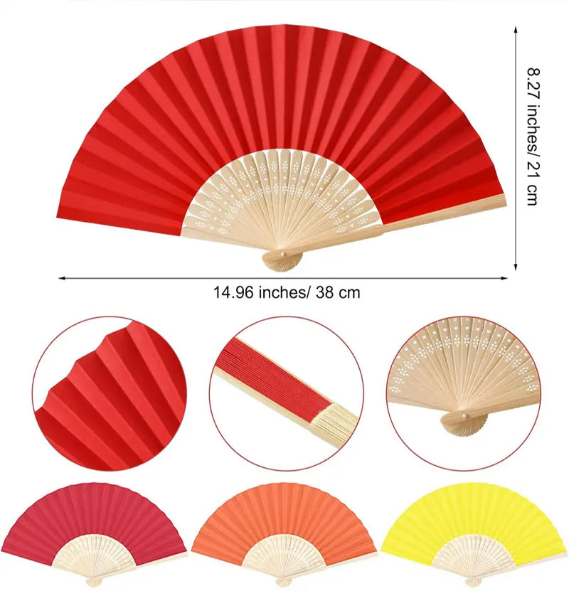 Classic Bamboo Folding Fan with Blank Canvas Design