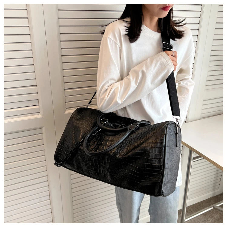 Crocodile Grain Large Capacity Travel Duffle Bag