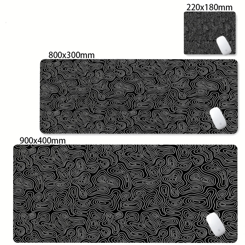 Large Abstract Desk Mat with Stitched Edges