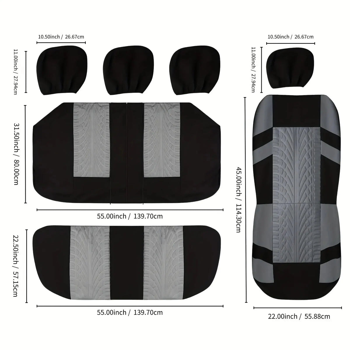 Universal Full Set Car Seat Covers - Front Split & Rear Bench