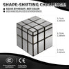 A cube puzzle set with a grid pattern, demonstrating a shape-shifting challenge.