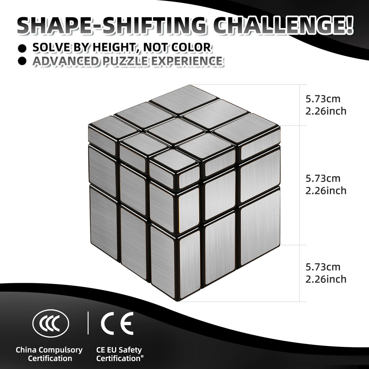 A cube puzzle set with a grid pattern, demonstrating a shape-shifting challenge.
