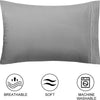 Gray soft brushed microfiber pillowcases with envelope closure featuring breathable and machine washable properties