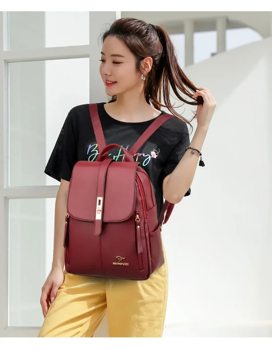 Vintage Leather Women's Backpack with Spacious Interior