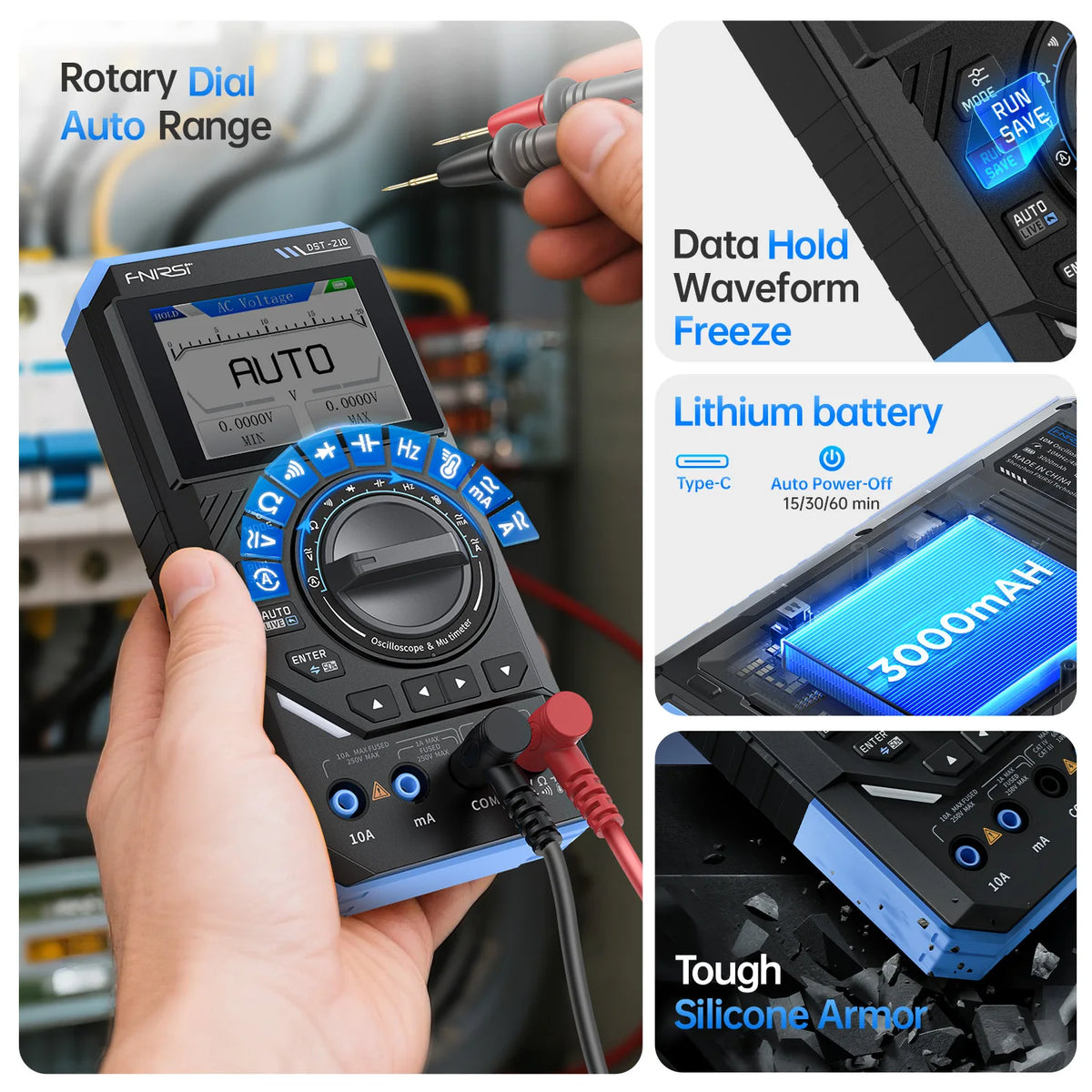 3-in-1 Digital Multimeter, Oscilloscope, and Signal Generator
