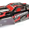 A red and black high-speed RC car receiver parts kit with silver accents.