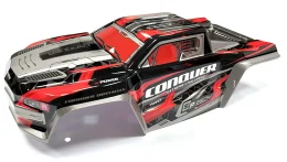 A red and black high-speed RC car receiver parts kit with silver accents.