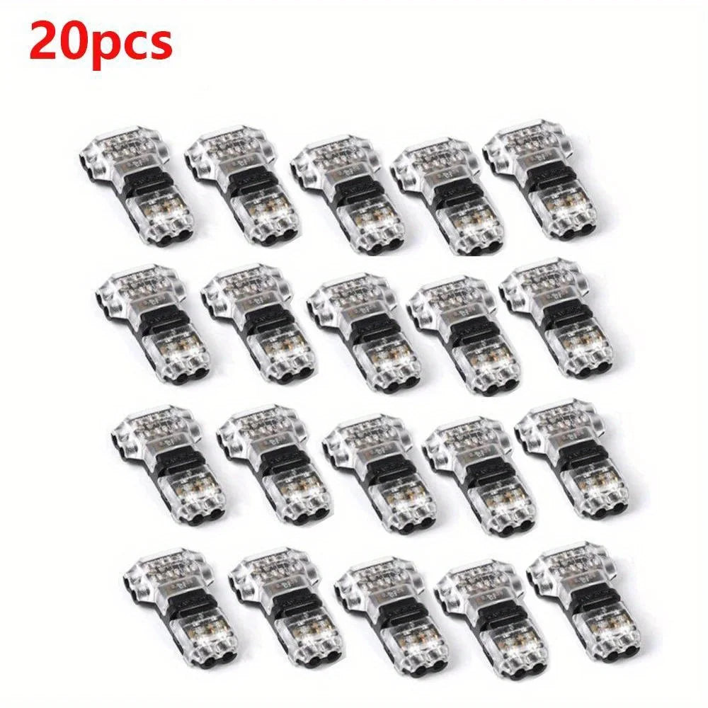 A set of 20 pieces of Quick Wire Connector T2 no-strip snap-on electrical terminals.