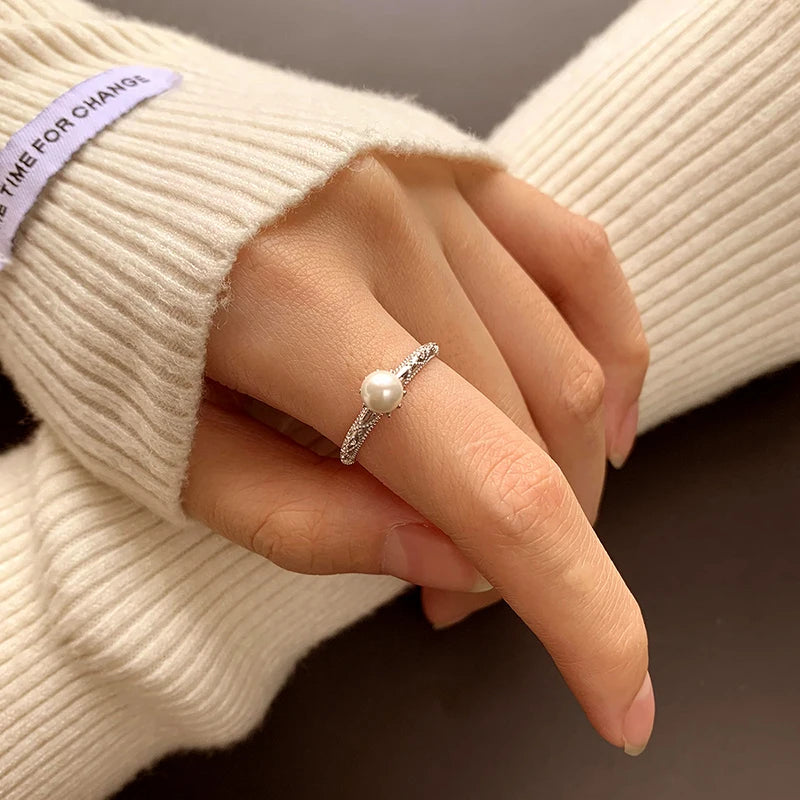 Vintage Palace-Style Pearl & Zircon Ring in Sterling Silver