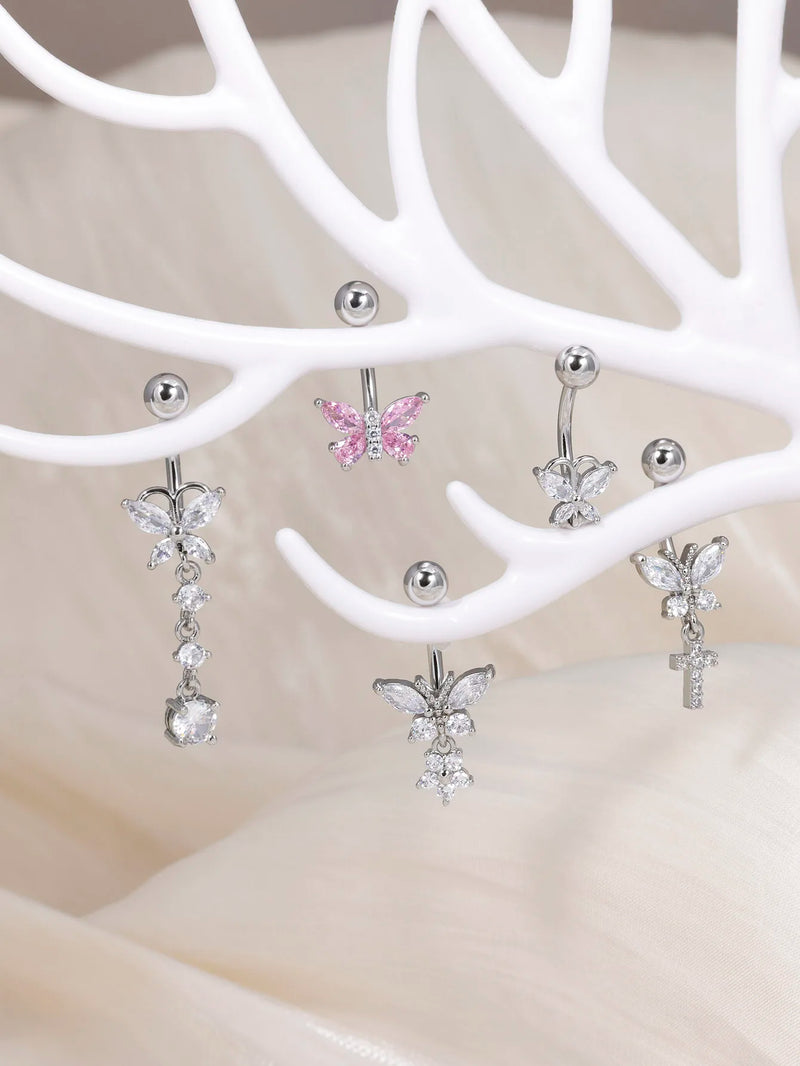 Piercing de Ombligo con Mariposa Colgante