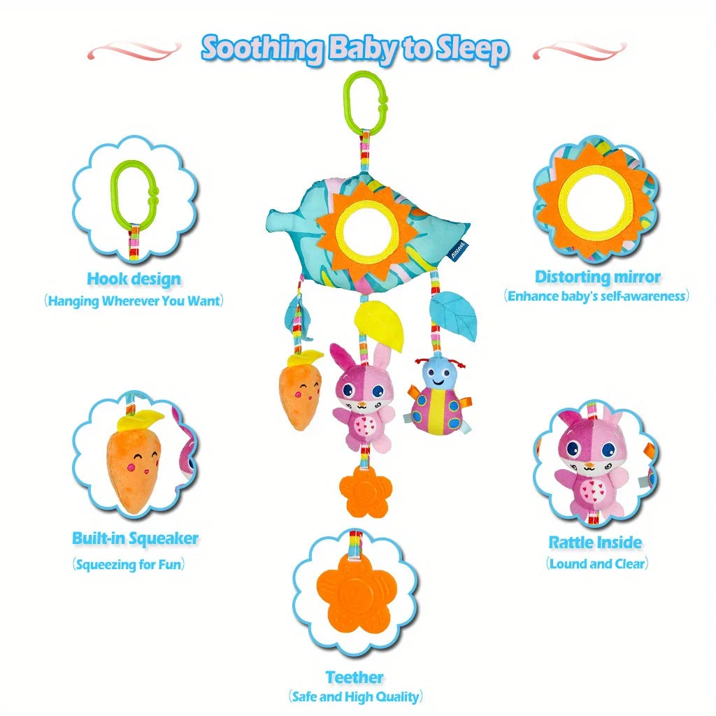 Rainbow Plush Car Hanging Toy with Jingle Bell
