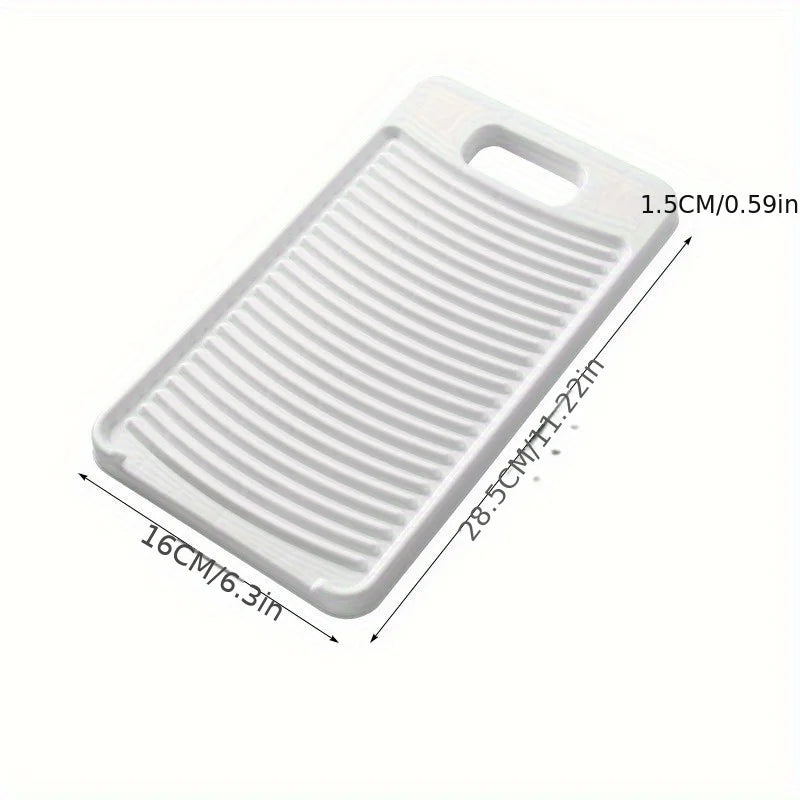 A white compact anti-slip hand washing board with ridges and a handle.
