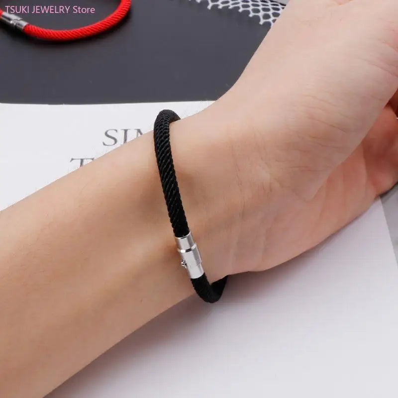 Rot-Schwarzes Geflochtenes Kabbala-Armband mit Magnetverschluss