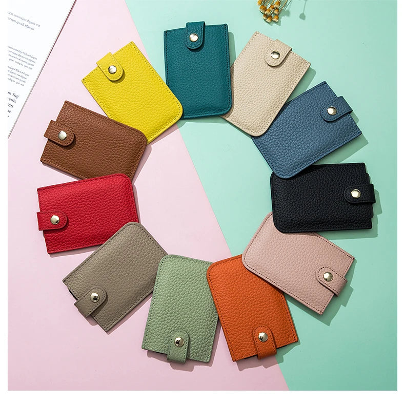 Slim Leather Card Holder with Quick-Access Pull Tab
