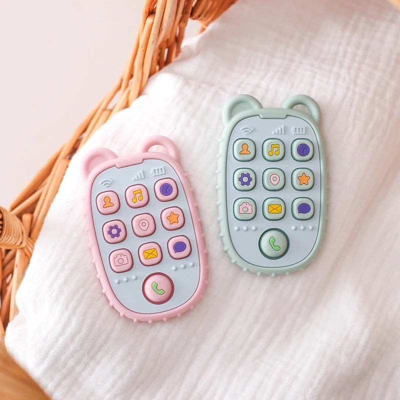 Baby Teething Gloves with Cartoon Bear Design