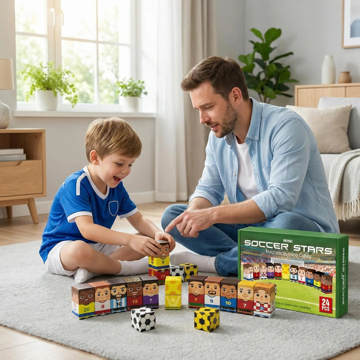 Soccer Magnetic Building Blocks Set (24 Pieces)