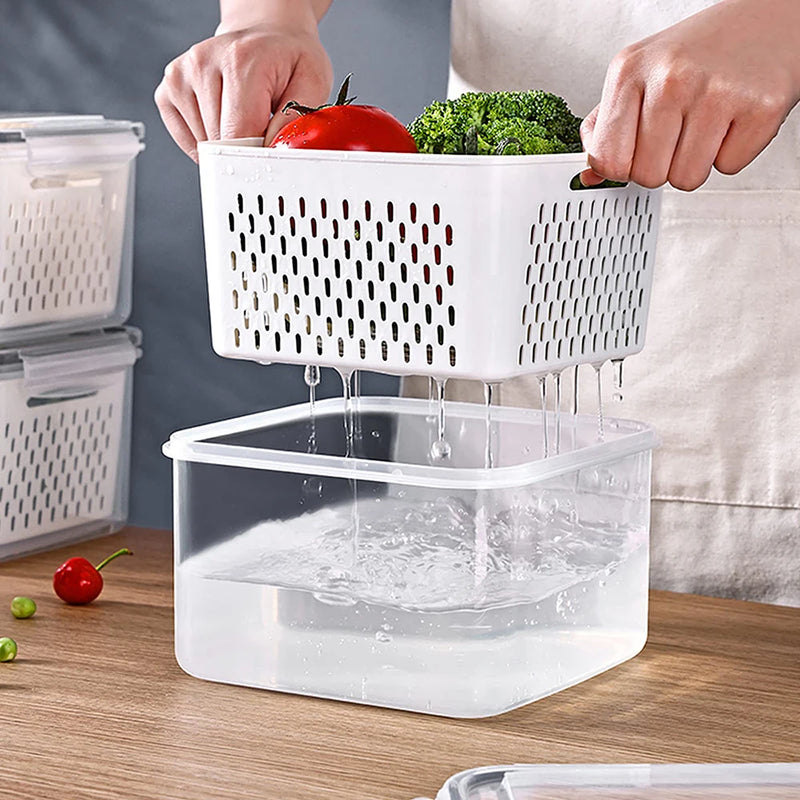 Produce Storage Bin with Removable Colander – Airtight, BPA-Free