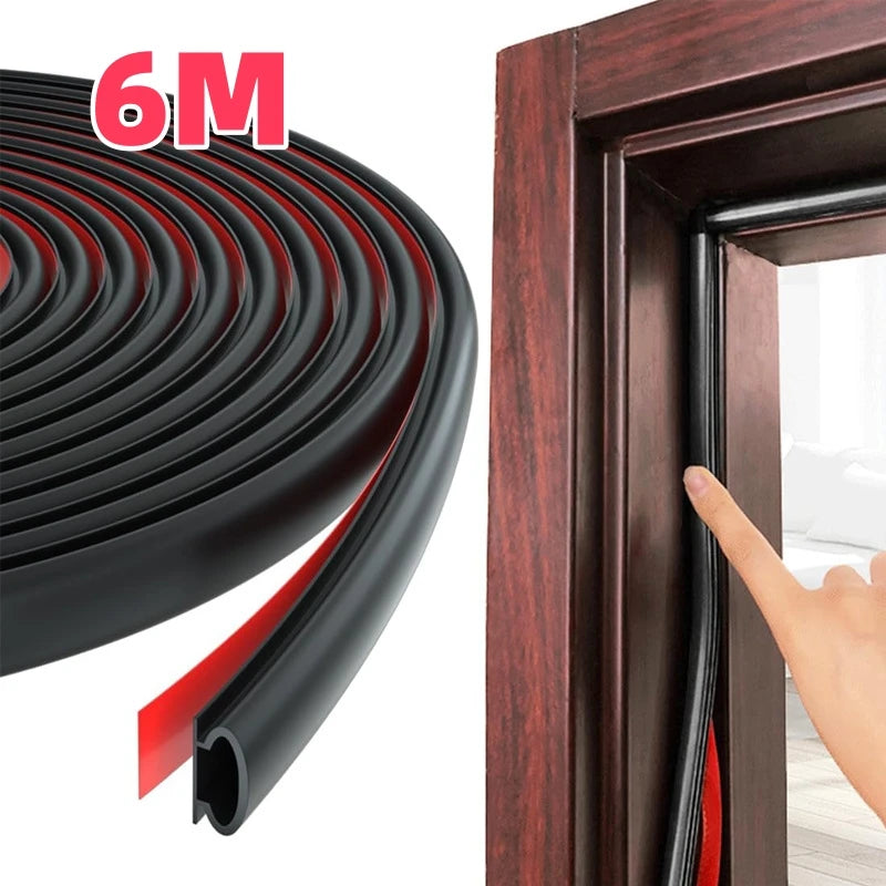 Roll of black self-adhesive D-shape weather stripping seal for doors and windows
