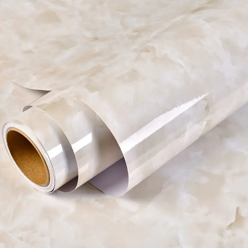 Roll of waterproof self-adhesive marble wallpaper for kitchen, bathroom, and furniture