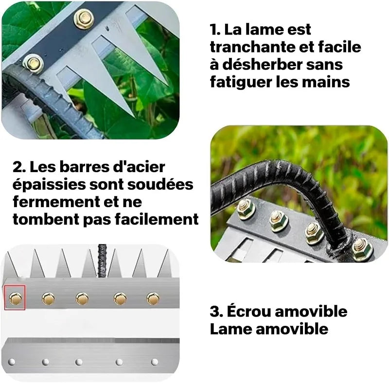 Heavy-Duty Carbon Steel Garden Weeding Rake