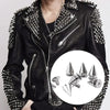 Black leather jacket featuring silver metal spike studs on the collar and sleeves.