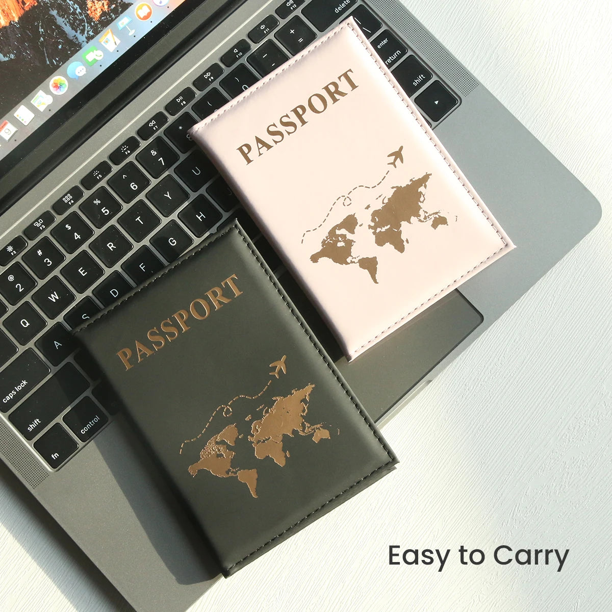 World Map Passport Holder with Card Slots