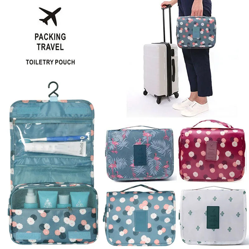 Floral Print Waterproof Hanging Travel Toiletry Bag