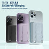 Ein Set aus drei tragbaren magnetischen kabellosen Powerbanks in Schwarz, Lila und Silber.