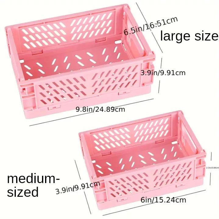Collapsible Plastic Storage Baskets, Set of 2